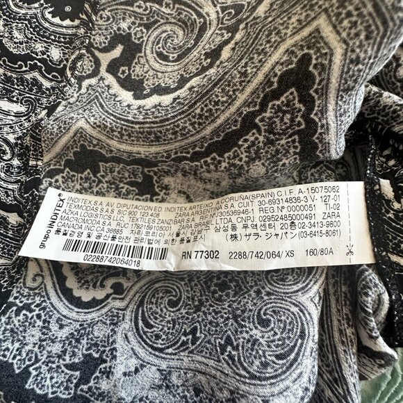 Women's XS Zara Women Paisley Halter Crop Black White Pattern Flowy - Picture 7 of 9